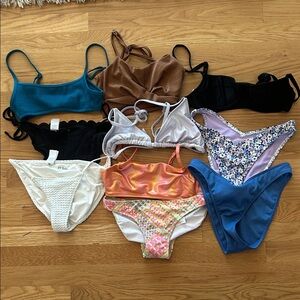 Hollister Women's Swim Bikinis - Blue, Brown, Black, White, Orange, Multicolor